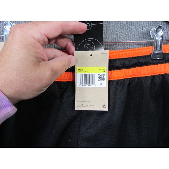 NIKE WNBA Basketball Shorts Mens Small Dri Fit Pull On Drawstring Black Orange - Picture 5 of 13
